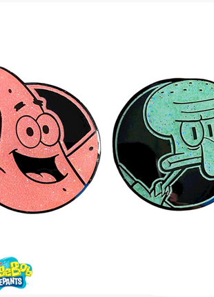 Patrick and Squidward - SpongeBob Squarepants Glitter Pin Set