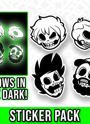 Boney Plays Skulls - GLOW IN THE DARK Sticker Set