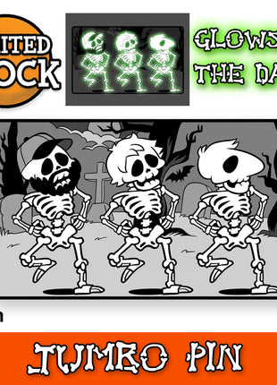 Boney Skeleton Dance - Glow in the Dark JUMBO Enamel Pin *SALE*