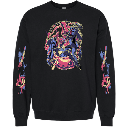 Crewneck Sweatshirt - Glitz & Glam Halloween Slasher w/Printed Sleeves *PRE-ORDER*